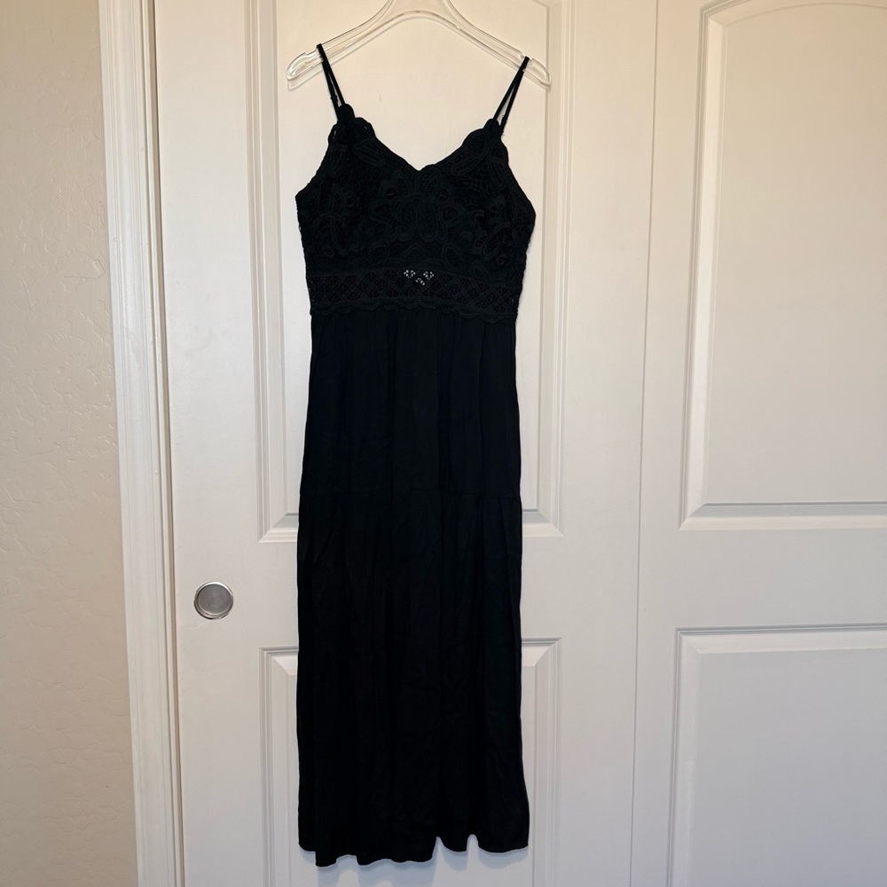 Black Lace Bodice Maxi Dress - Women